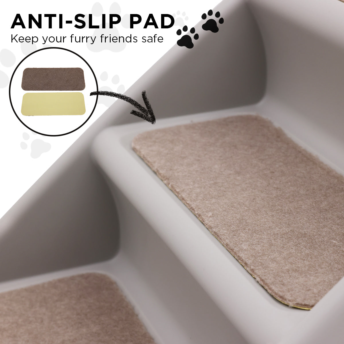 Furtastic Foldable Pet Stairs in Grey - 50cm with Non-Slip Mat for Indoor and Outdoor Use